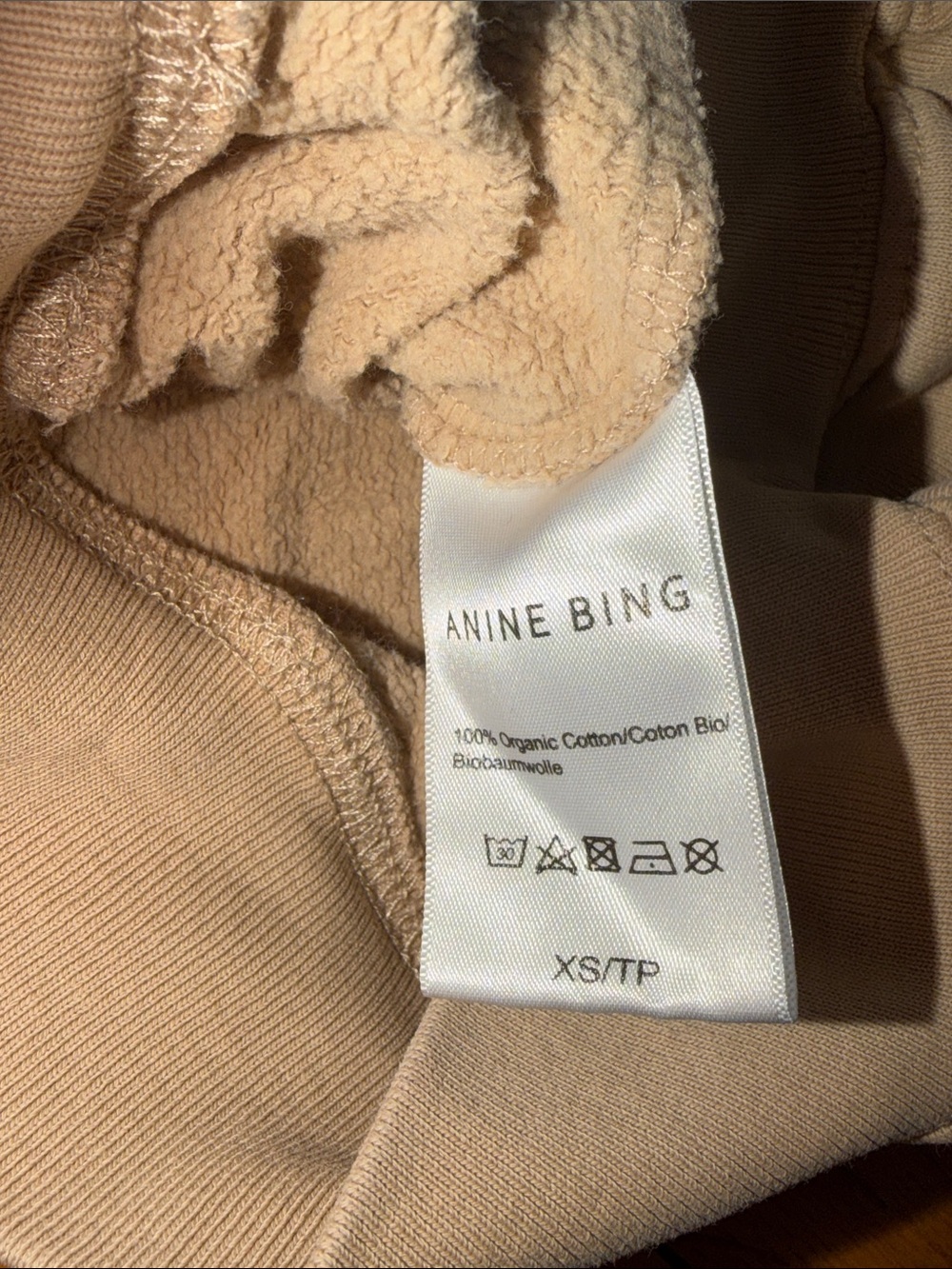 Anine Bing Tan Crewneck Sweatshirt with Black Logo - Picture 6 of 6